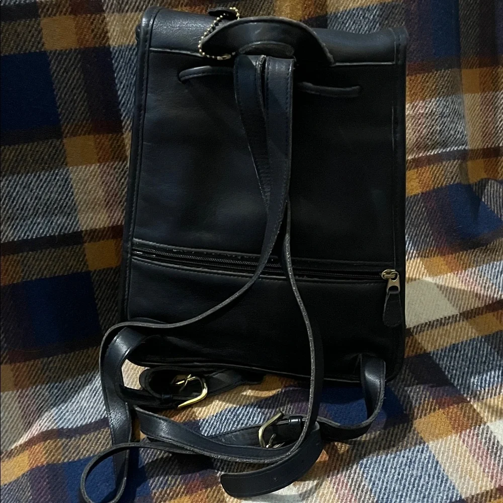 Coach Black Leather Backpack with Gold Hardware - Picture 4 of 10